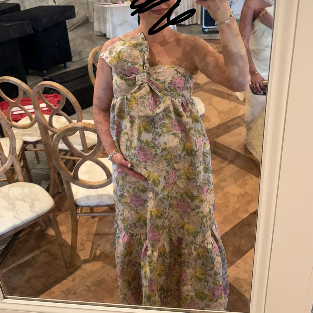 Petal & Pup Floral Maxi Dress in Pastel Pink and Cream - Picture 4 of 4